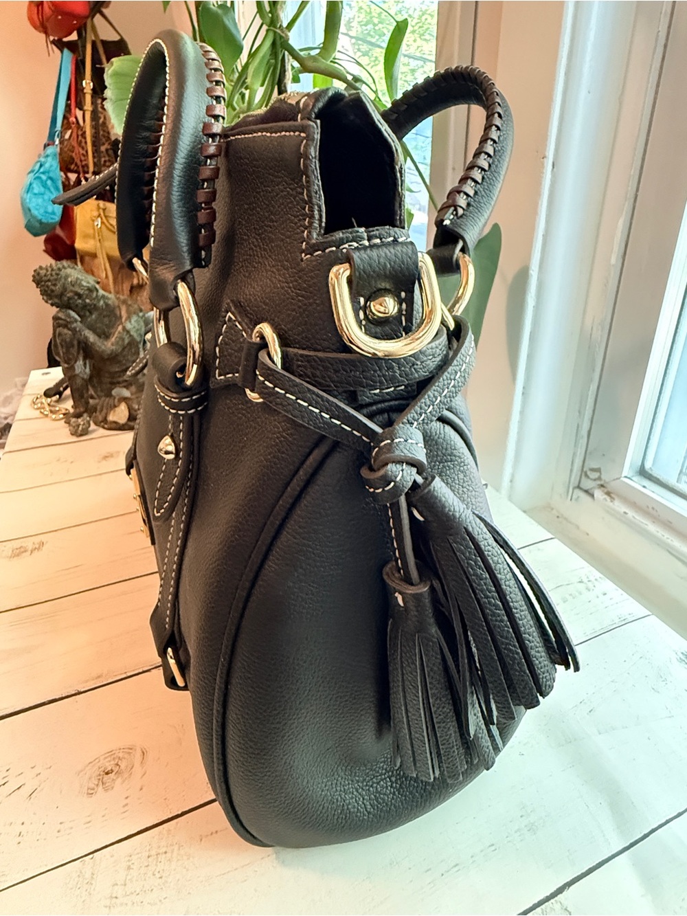 Dooney & Bourke | Black Leather Sorrento Satchel 30 - Picture 6 of 15